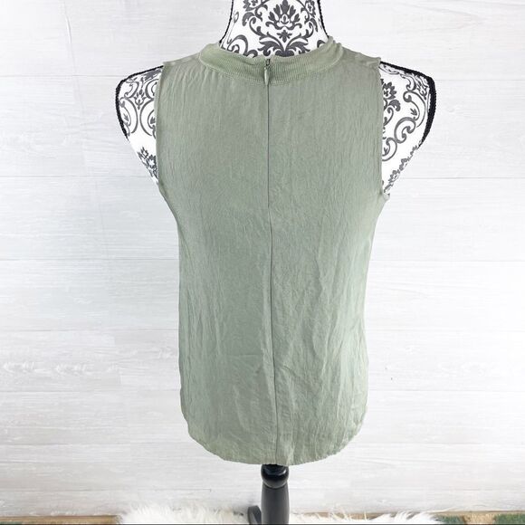 Vince Rib Trim Pale Jade Shell Tank Top - Picture 5 of 9